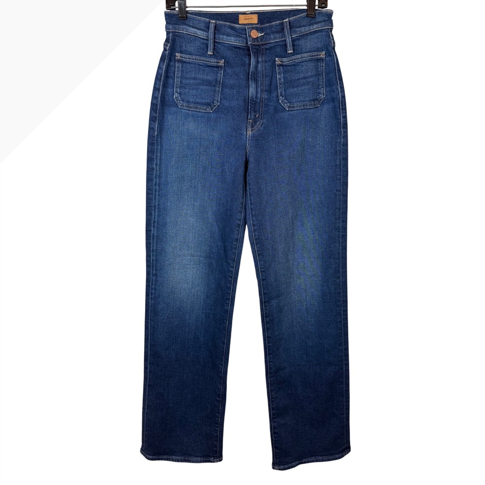 NWOT MOTHER Patch Pocket Rambler Zip Sneak Jeans High Rise, Retro Dark Wash, 28